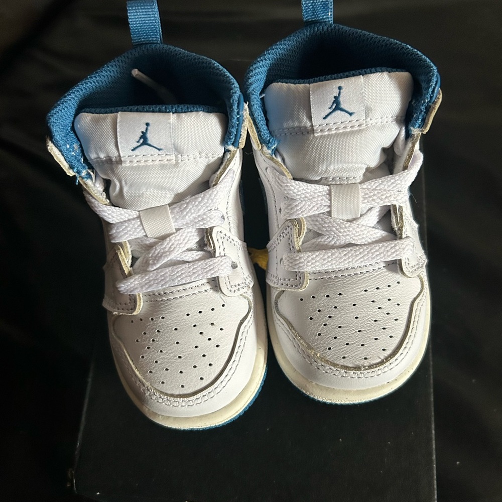Jordan White and Blue Sneakers Classic Design